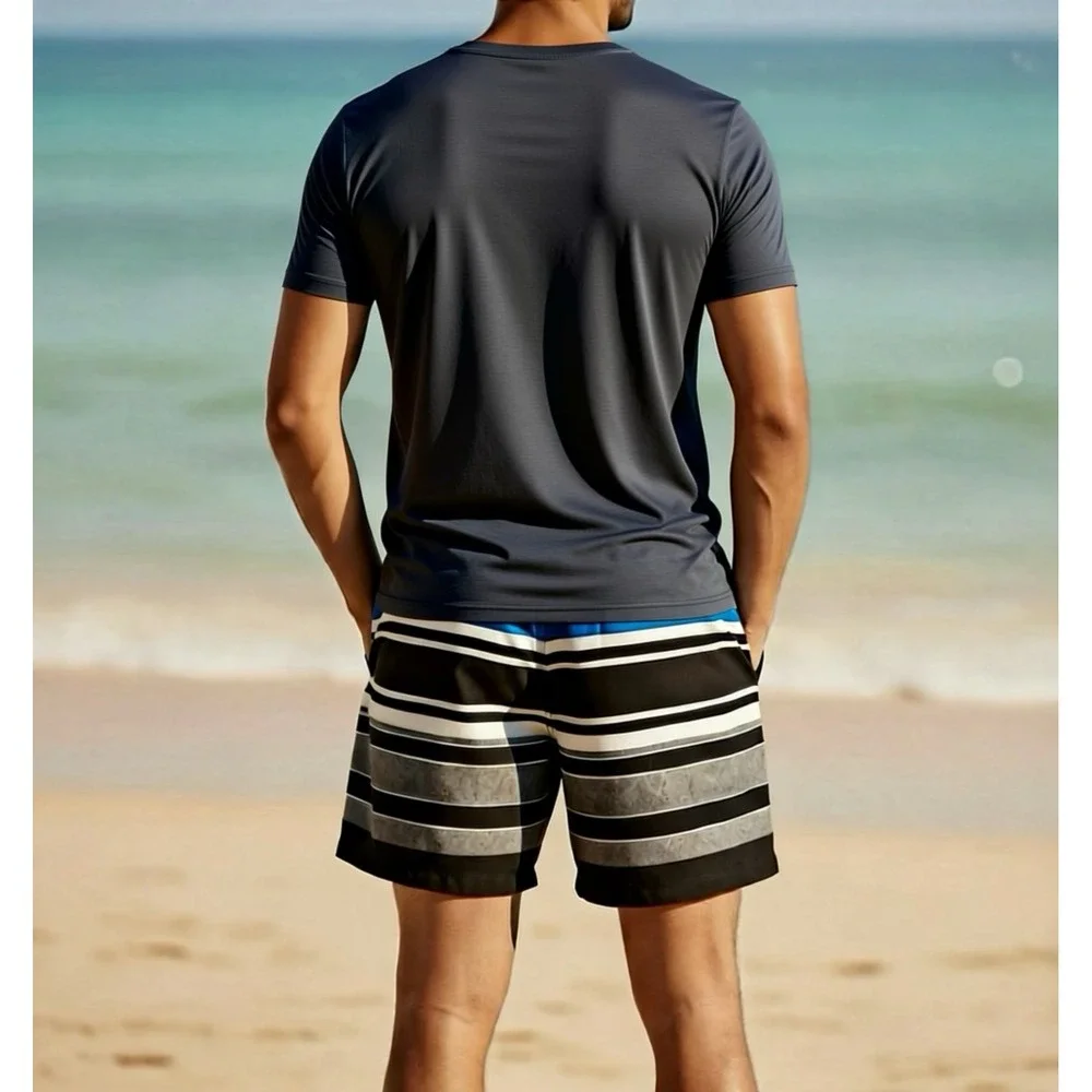 Hang Ten Mesh Lined‎ Drawstring Board Shorts Swim Trunks Striped Men's Size XL